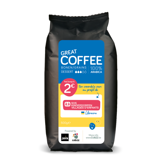 1 ZAKJE (500g) PREMIUM CUBZZ KOFFIE-BONEN - tvv KINDEREN in OEKRAÏNE