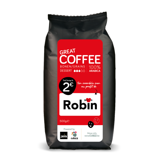 1 ZAKJE (500g) PREMIUM CUBZZ KOFFIE-BONEN - tegen KINDERARMOEDE OP SCHOOL (Stichting Robin)